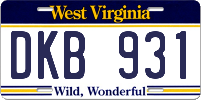 WV license plate DKB931