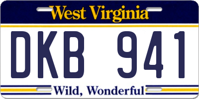 WV license plate DKB941