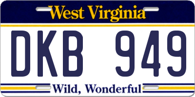 WV license plate DKB949