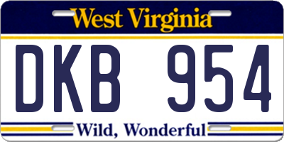 WV license plate DKB954