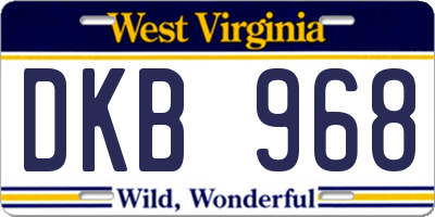 WV license plate DKB968