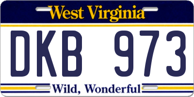 WV license plate DKB973