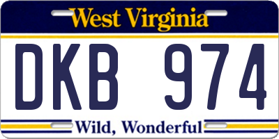 WV license plate DKB974
