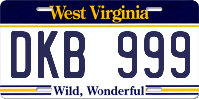 WV license plate DKB999