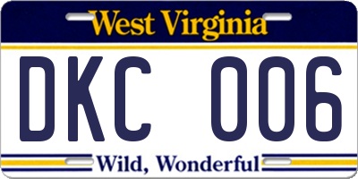 WV license plate DKC006