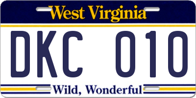 WV license plate DKC010
