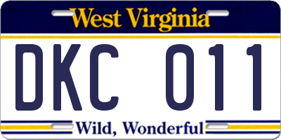 WV license plate DKC011