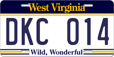 WV license plate DKC014