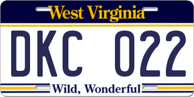 WV license plate DKC022