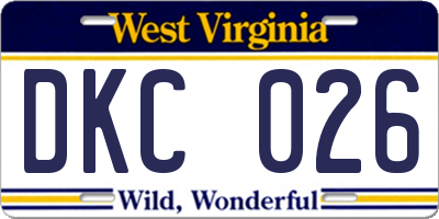 WV license plate DKC026