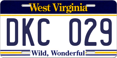 WV license plate DKC029
