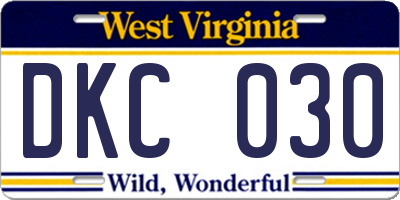 WV license plate DKC030