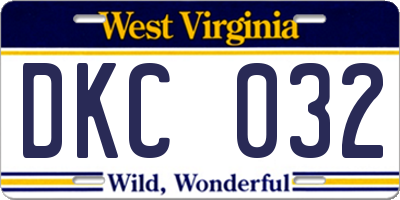 WV license plate DKC032