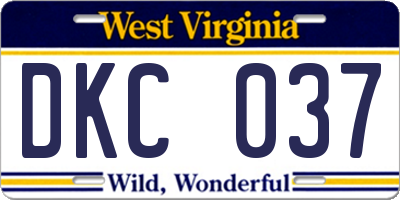 WV license plate DKC037