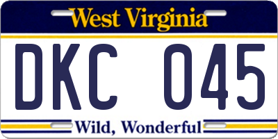WV license plate DKC045