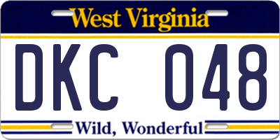 WV license plate DKC048