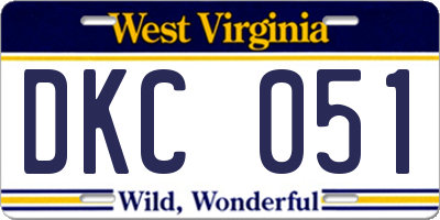 WV license plate DKC051