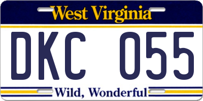 WV license plate DKC055
