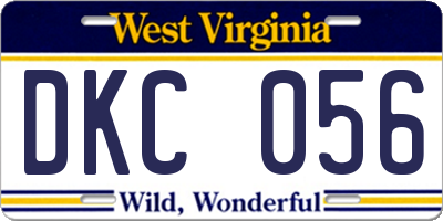 WV license plate DKC056