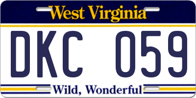 WV license plate DKC059