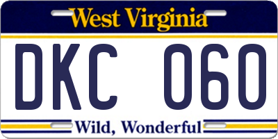 WV license plate DKC060