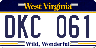 WV license plate DKC061