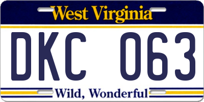 WV license plate DKC063