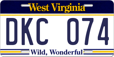 WV license plate DKC074