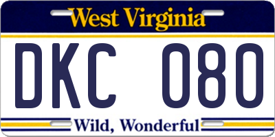 WV license plate DKC080