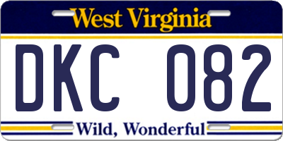 WV license plate DKC082