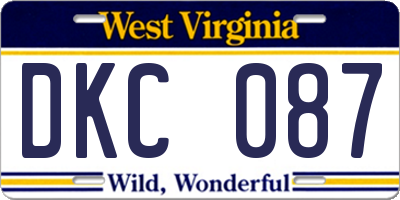WV license plate DKC087
