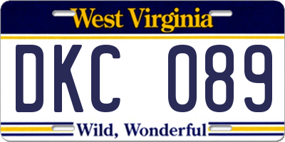 WV license plate DKC089