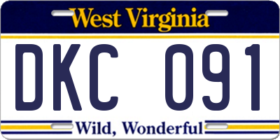 WV license plate DKC091
