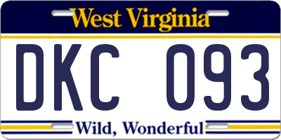 WV license plate DKC093