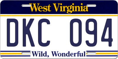 WV license plate DKC094