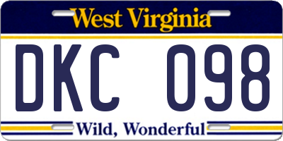 WV license plate DKC098