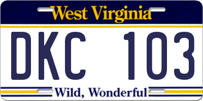 WV license plate DKC103