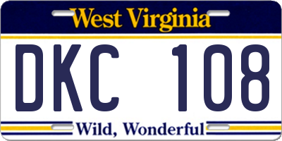WV license plate DKC108
