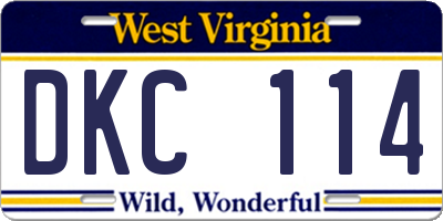 WV license plate DKC114