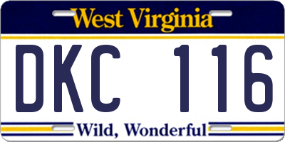 WV license plate DKC116