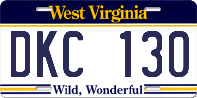 WV license plate DKC130