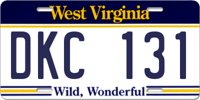 WV license plate DKC131