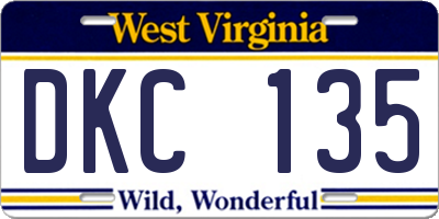 WV license plate DKC135