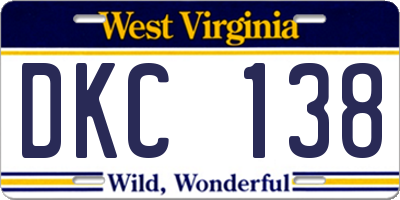 WV license plate DKC138