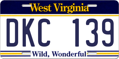 WV license plate DKC139