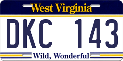 WV license plate DKC143