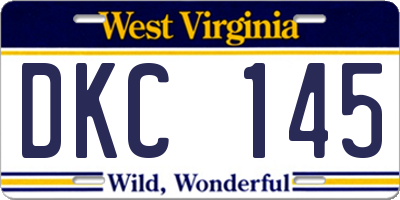 WV license plate DKC145