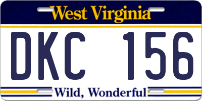 WV license plate DKC156