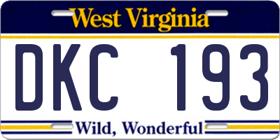 WV license plate DKC193