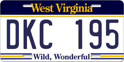 WV license plate DKC195